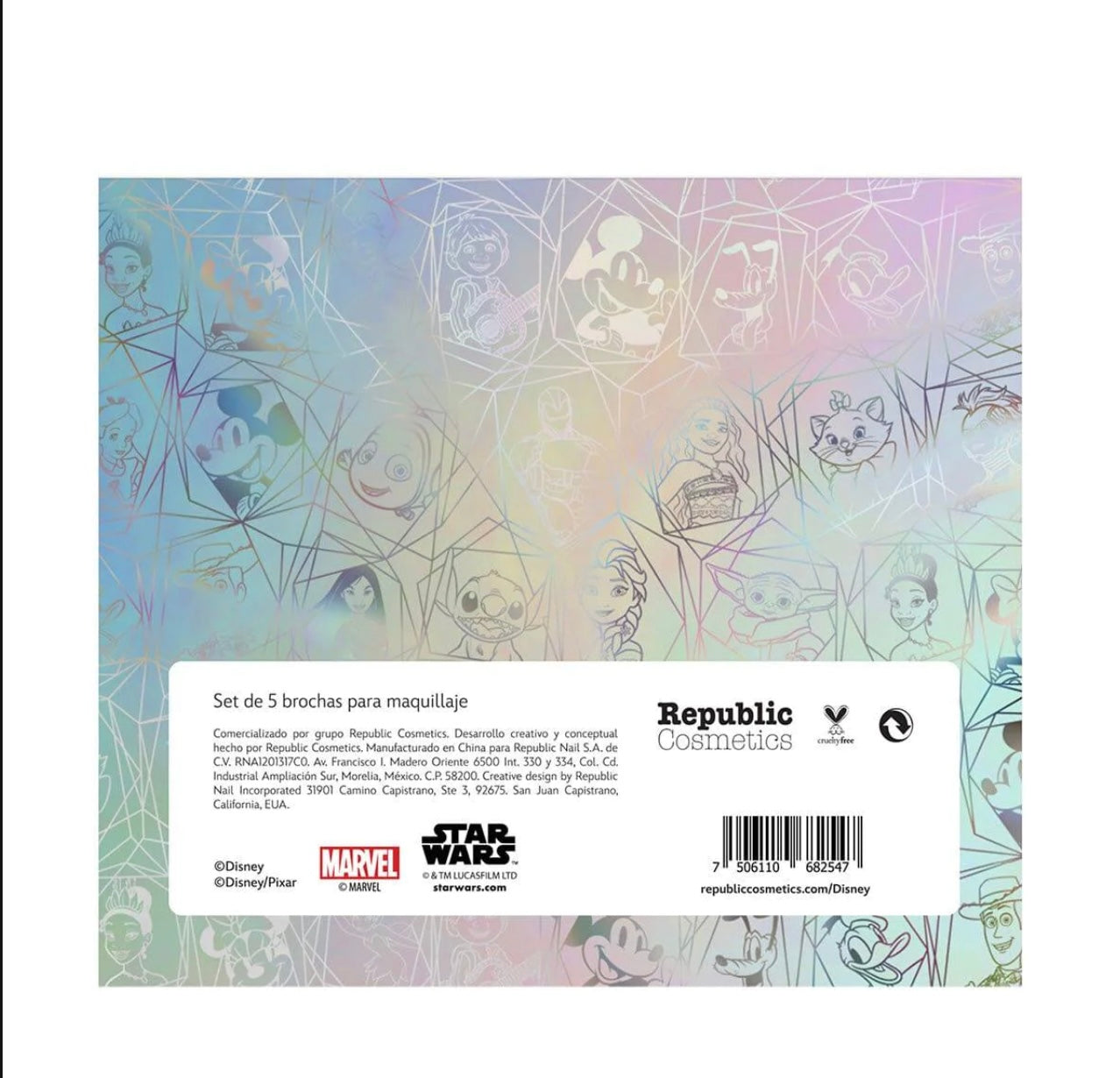 🌈✨ "Set de 5 Brochas Holográficas 'Disney 100 Años de Magia' - Edición Limitada" 🎉💖