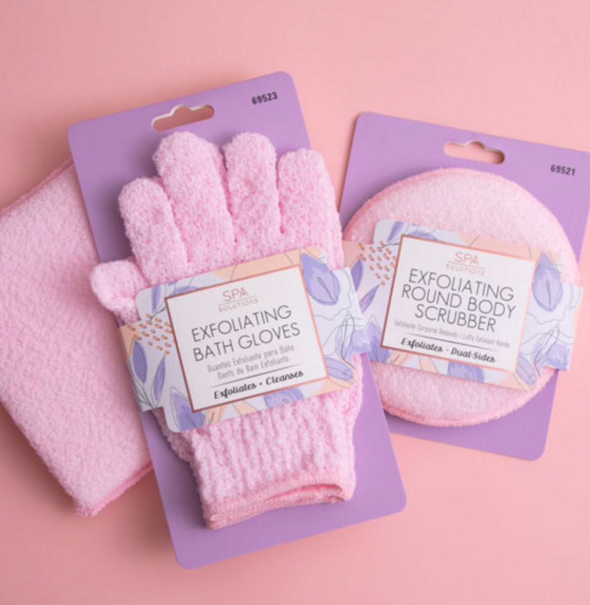 EXFOLIATING BATH GLOVES: PINK