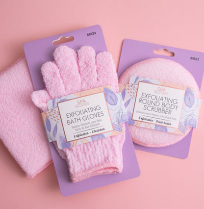 EXFOLIATING BATH GLOVES: PINK