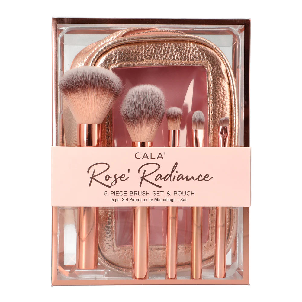 CALA- ROSE RADIANCE SET DE BROCHAS DE 5 PIEZAS & BOLSO