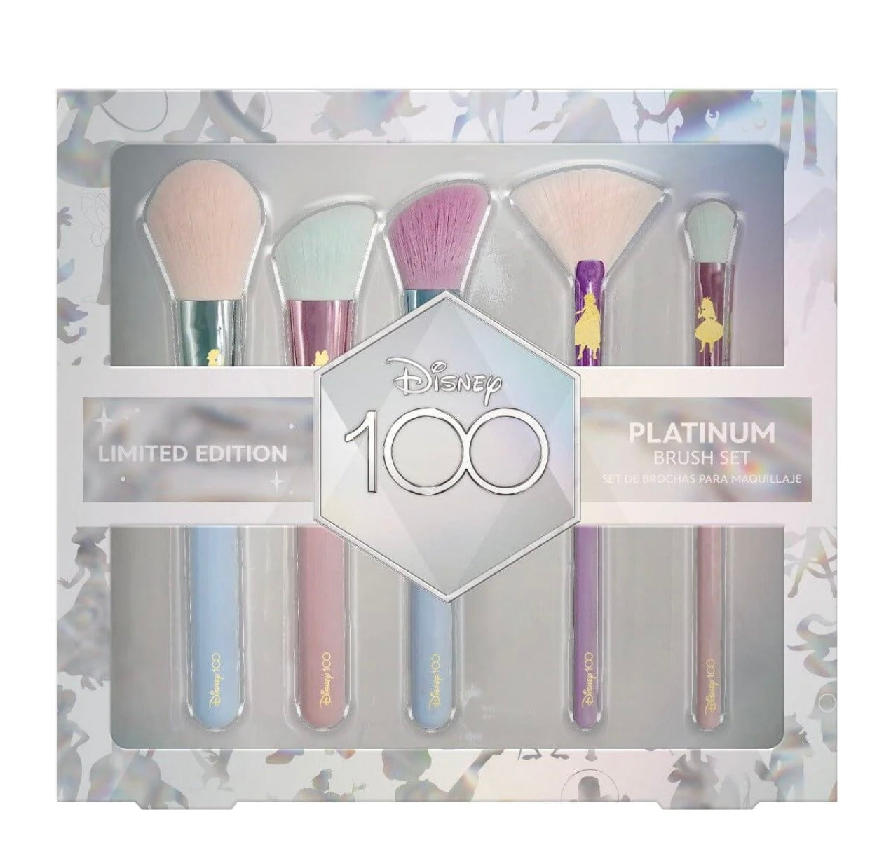 ✨🖌️ "Set de 5 Brochas de Maquillaje 'Disney Platinum' - Edición Especial Disney 100 Años" 🎉💯