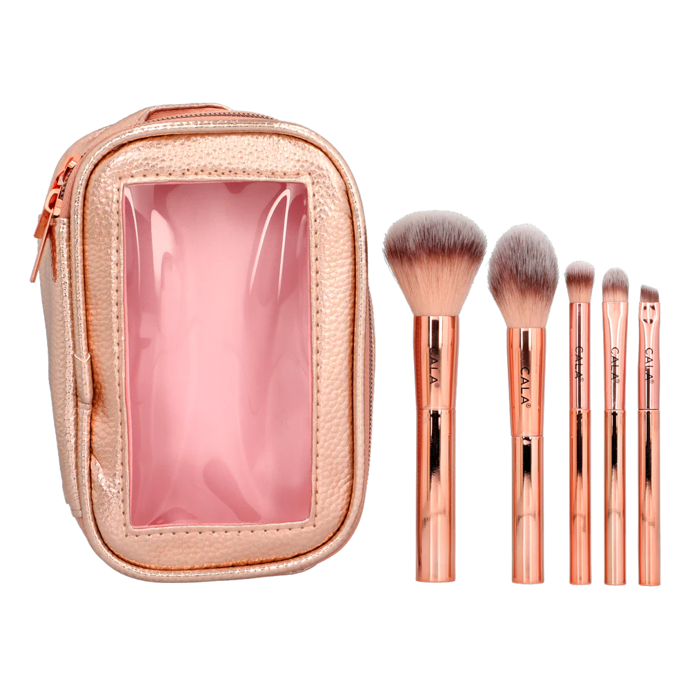 CALA- ROSE RADIANCE SET DE BROCHAS DE 5 PIEZAS & BOLSO