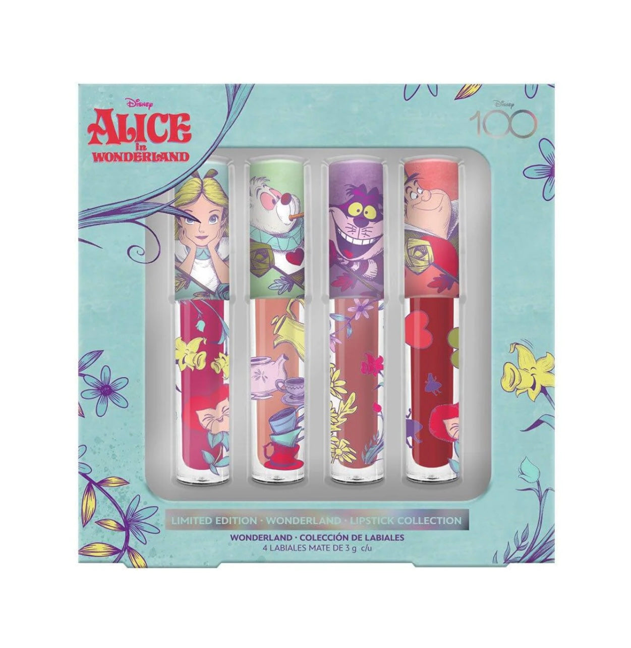 "🎩✨ Set of 4 'Alice in Wonderland' Matte Lipsticks - Disney Special Edition 🐇💄"