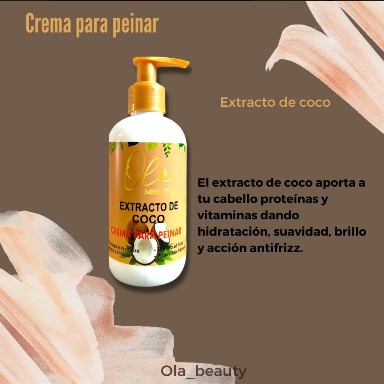 Crema Para Peinar Extracto De Coco 250ml Ola Beauty