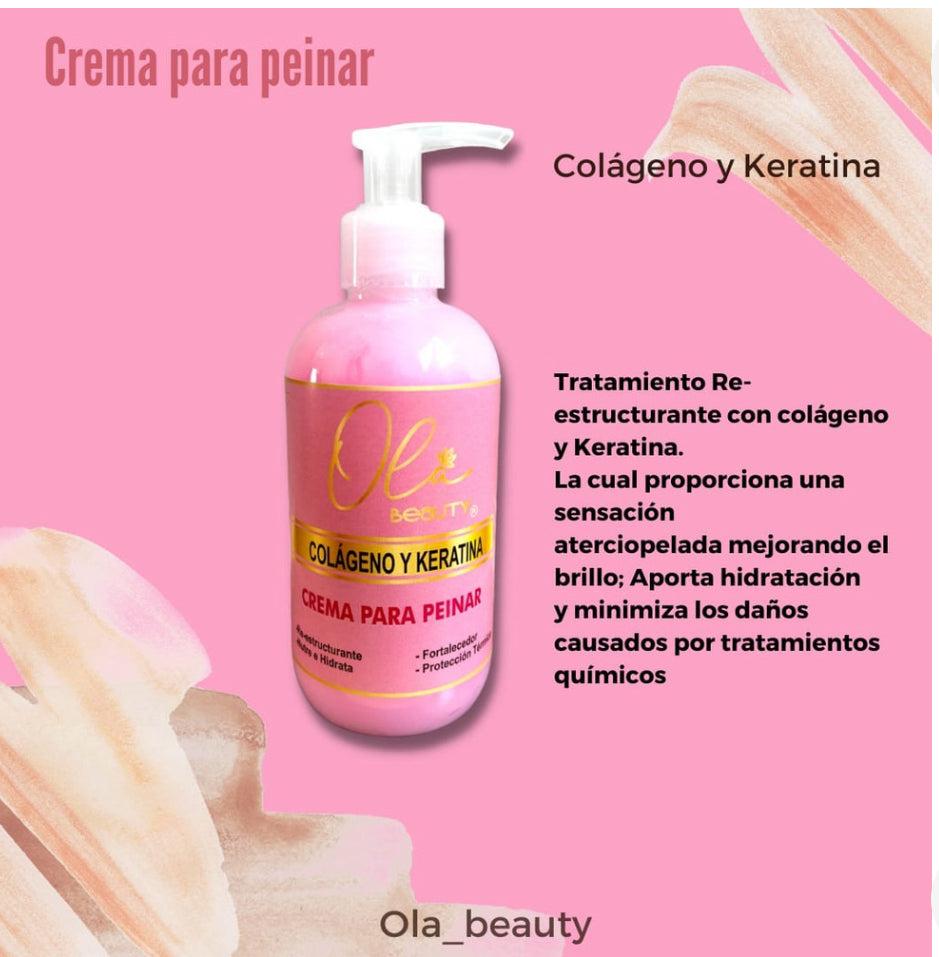 Crema Para Peinar Colageno Con Keratina 250ml Ola Beauty