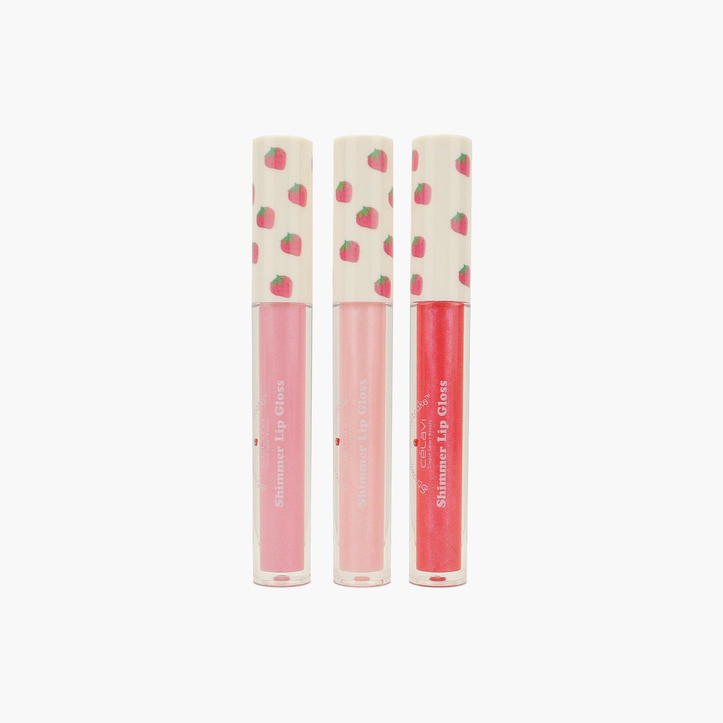 Shimmer Lip Gloss Set  (3 PCs) - Strawberry Shortcake X CELAVI