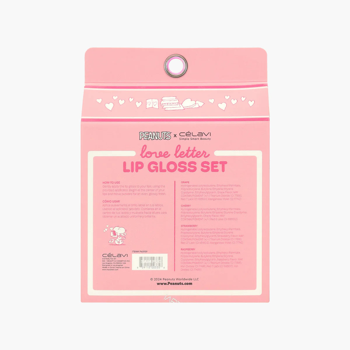 “Love Letter” (Lip Gloss Set) -  Peanuts (V-DAY) X CELAVI