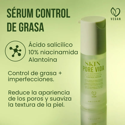 Pore Vida - Suero de Control de Grasa 10% de Niacinamida y 1.9% De Ácido Salicílico - Beauty Creations Skin