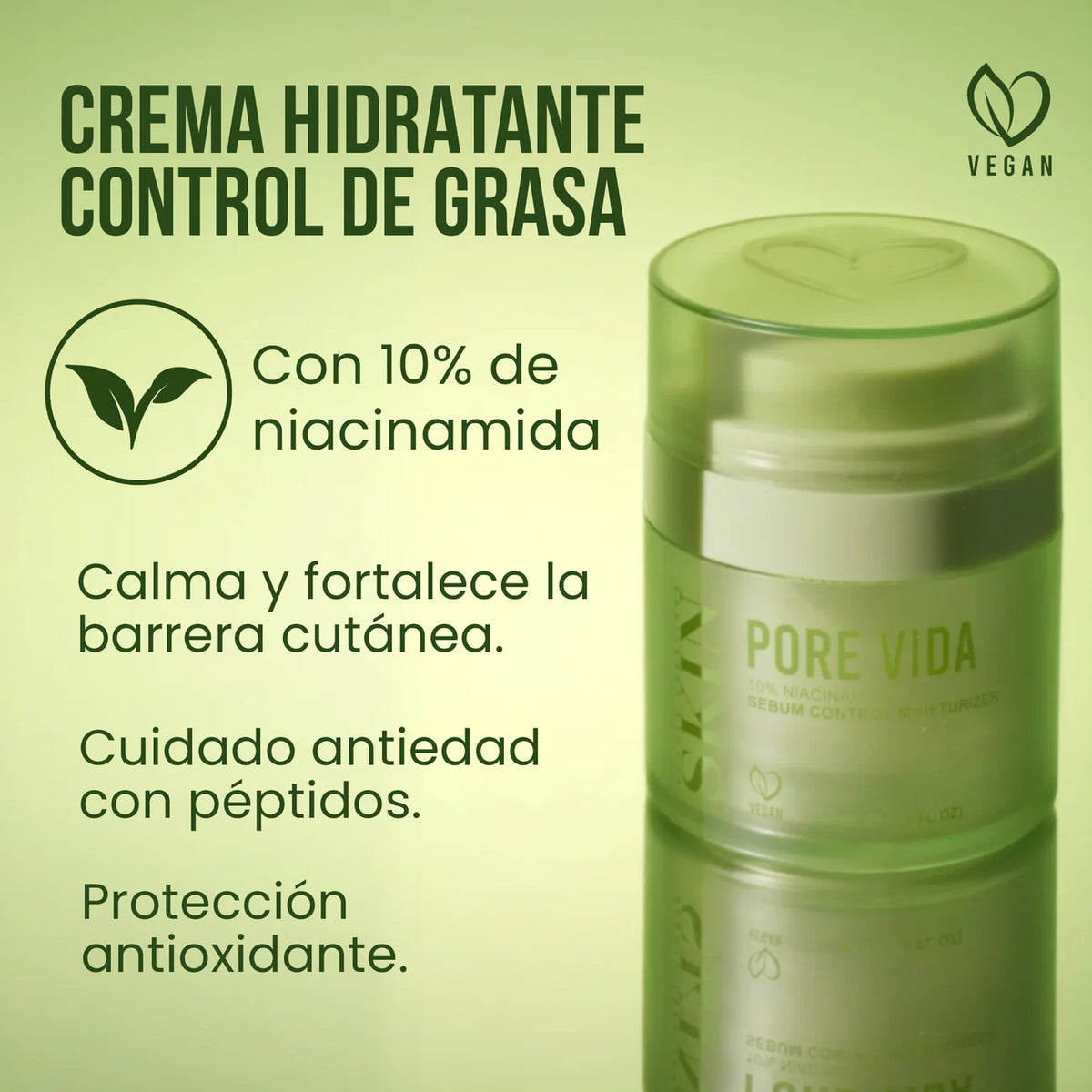 Pore Vida - Hidratante de Control de Grasa con Niacinamida al 10%. - Beauty Creations Skin