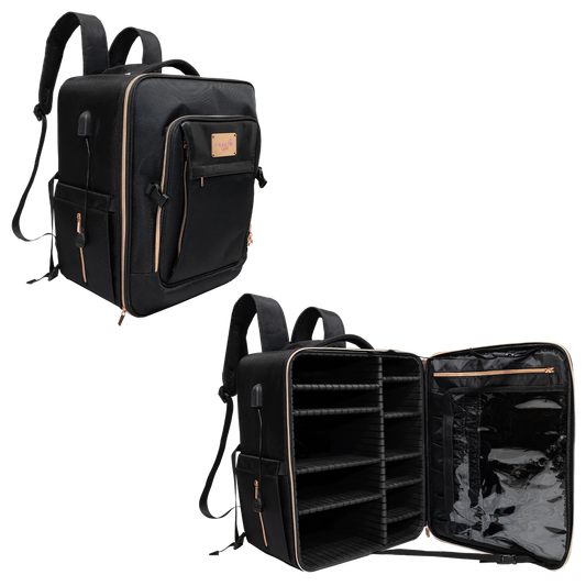 BACKPACK COSMETIC STORAGE WITH COMPARTMENTS (BLACK)