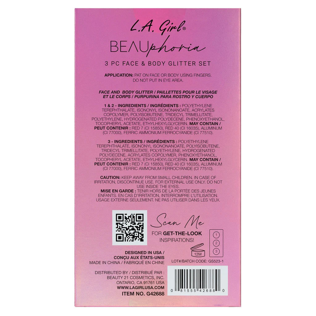 BEAUPHORIA 3PC FACE & BODY GLITTER SET