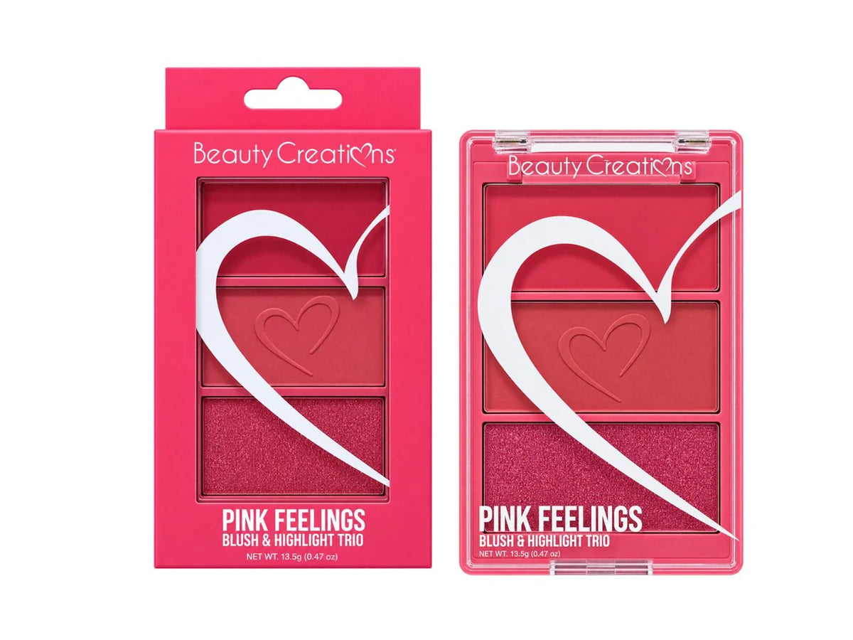 Trio de Rubor e Iluminador - Pink Feelings - Beauty Creations