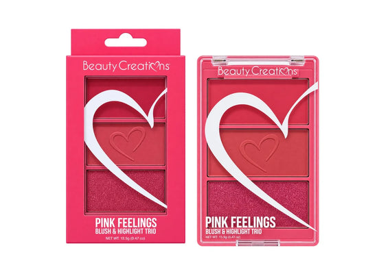 Trio de Rubor e Iluminador - Pink Feelings - Beauty Creations